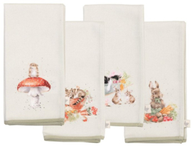 Wrendale Designs Fabric Napkins 'Garden Friends' -Set of 4-