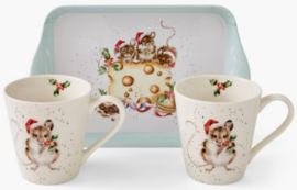 Wrendale Designs 'Holly Jolly' Two Mug & Tray Set -kerst-