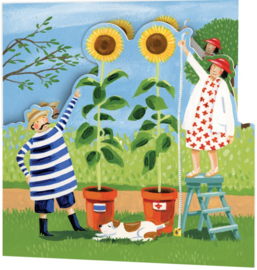 Emma Ball Die Cut Card - Mr & Mrs Fish - Measuring Sunflowers