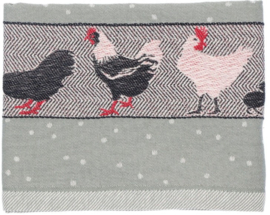Bunzlau Tea Towel - Chickens Dark Green
