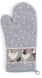 Bunzlau Oven Glove Chickens Grey