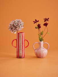 Rice Ceramic Vase with Red Stripes and Crackled Look *b-keuze*