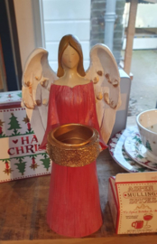 Meander Engel Rood/Goud -kandelaar-