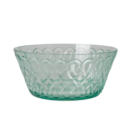 Rice Acrylic Bowl with Swirly Embossed Detail - Pastel Green - Large