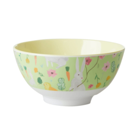 Rice Medium Melamine Bowl - Green Easter Print