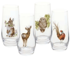 Wrendale Designs 'Wildlife Animals' Hi-Ball Glasses - Assorted -Set of 4-