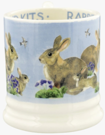 Emma Bridgewater Bright New Morning - Rabbits & Kits 1/2 Pint Mug - Pale Blue