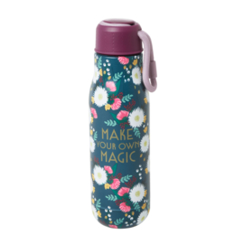 Rice Isolating Drinking Bottle with Wedding Bouquet print 'Make your own magic'- RVS
