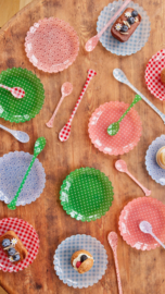 Rice Acrylic  Cake Plate - Coral Dots