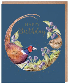 Wrendale Designs 'Through the Brambles' Pheasant and Wren Birthday Card