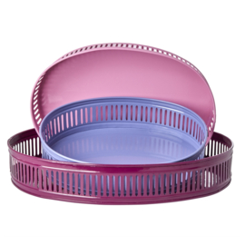Rice Metal Oval Tray - Aubergine, Pink or Lavender -