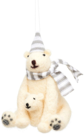 Sass & Belle Polar Bear With Baby Felt Decoration