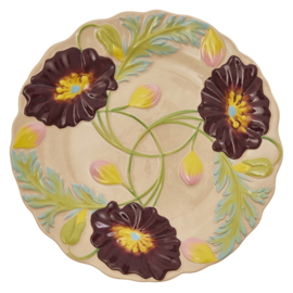 Rice Dinner Plate with Embossed Flower Design - Soft Sand