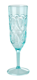 Rice Acrylic Champagne Glass with Swirly Embossed Detail - Mint