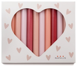 Rustik Lys - Potloodkaarsjes - Ø 1,2 cm x 12 cm - Heart box - 12 st.