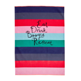 Rice Tea Towel -'Believe in Red Lipstick' Stripes - Neon Piping