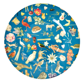 Rice Melamine Dinner Plate with Blue Art Print -bord met rand-