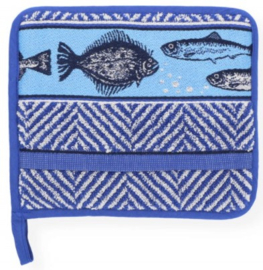 Bunzlau Kitchen Pot Holder Fish Royal Blue