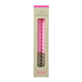 Rice LED Candle - Pink & Dark Sand - 2-pack