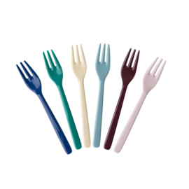 Rice Melamine Cake Forks in 6 Assorted Urban Colors - Bundle of 6