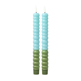Rice LED Candle - Mint & Green - 2-pack