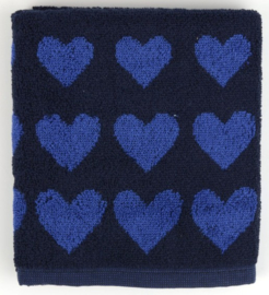 Bunzlau Kitchen Towel Hearts Dark Blue