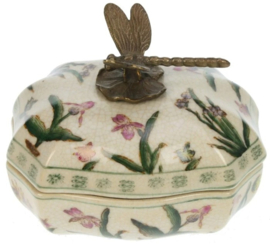 Meander Craquelé Doosje, Orchidee met Libelle - Brons