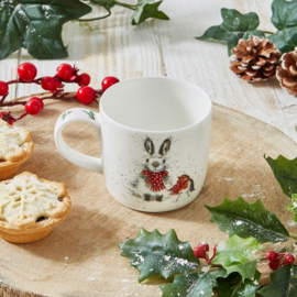 Wrendale Designs 'Snow Angels' Rabbit & Robin Mug
