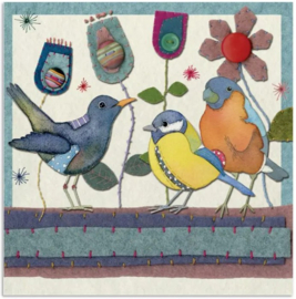 Emma Ball Greeting Card - Three Stitched Birdie