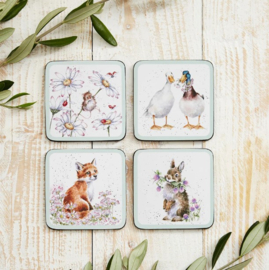 Wrendale Designs Coasters 'Wildflower' Animal - Set of 4