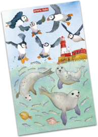 Emma Ball Cotton Tea Towel - Swimming Seals