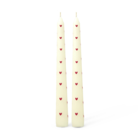 Rice Parafin Wax Candle - Cream - Heart Print - 2-pack