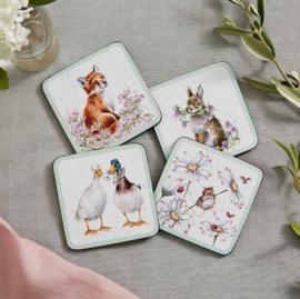 Wrendale Designs Coasters 'Wildflower' Animal - Set of 4