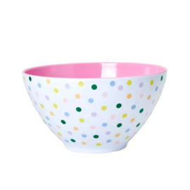 Rice Melamine Salad Bowl with 'Let's Summer' Dots