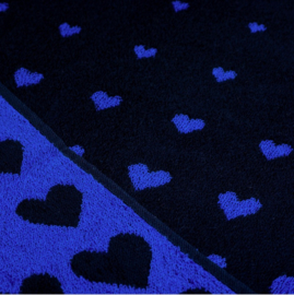 Bunzlau Kitchen Towel Hearts Dark Blue