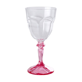 Rice Acrylic Two Tone Wine Glass - Clear with Pink Stem