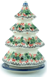 Bunzlau Christmas Tree for Tealight H 22 cm Holly Berry