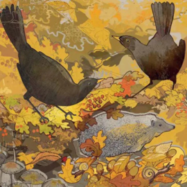 Emma Ball Greetings Card 'Black Bird’s Harvest'