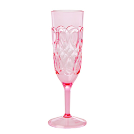 Rice Acrylic Champagne Glass with Swirly Embossed Detail - Pink