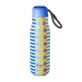 Rice Isolating Drinking Bottle with Blue and Green Summer Stripe print - RVS