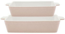 GreenGate Oven Dishes Creamy Rectangular Alice fudge -set  of 2-