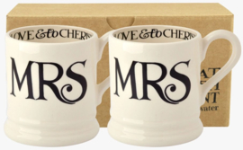 Emma Bridgewater Black Toast - 'Mrs & Mrs' Set of 2 1/2 Pint Mugs Boxed