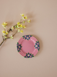 Rice Cake Plate with Embossed Flower Design - Pink