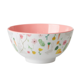 Rice Medium Melamine Bowl - White Easter Print