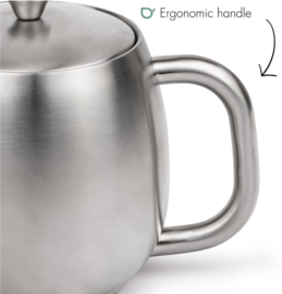 Bredemeijer Dubbelwandige theepot Vera - 0,9 liter - RVS Mat - Met filter