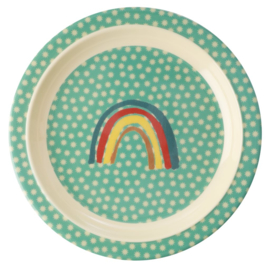 Rice Melamine Kids Plate with Rainbow and Stars Print -bord met verdieping-