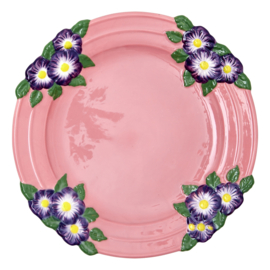 Rice Dinner Plate with Embossed Flower Design - Pink