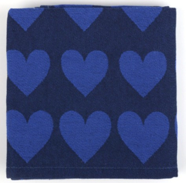 Bunzlau Tea Towel Hearts Dark Blue