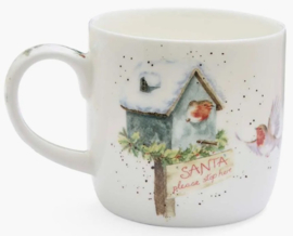 Wrendale Designs 'Santa Stop Here' Robin Mug