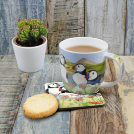 Emma Ball Mug with Gift Box - Sea Thrift Puffins -mok met rond oor-